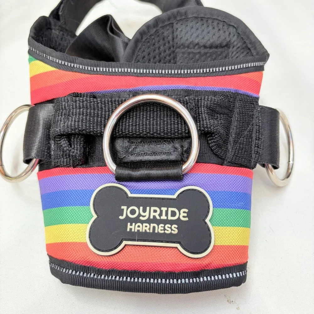 Joyride Dog Harness XL Rainbow Stripe Reflective Side-Clip No-Pull Pride